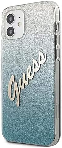 CG Mobile Guess HC PC/TPU Script Glitter Gradient Back Shield Hard Case, Anti-Scratch & Shock Absorbent Full Protection Cover Officially Licensed (12 Mini (5.4"), Gradient Blue)