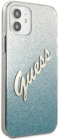 CG Mobile Guess HC PC/TPU Script Glitter Gradient Back Shield Hard Case, Anti-Scratch & Shock Absorbent Full Protection Cover Officially Licensed (12 Mini (5.4"), Gradient Blue)