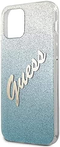 CG Mobile Guess HC PC/TPU Script Glitter Gradient Back Shield Hard Case, Anti-Scratch & Shock Absorbent Full Protection Cover Officially Licensed (12 Mini (5.4"), Gradient Blue)