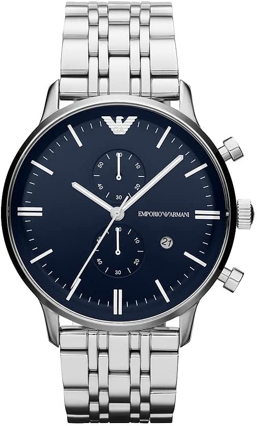 Emporio Armani Gianni Men's Blue Dial Stainless Steel Analog Watch - AR1648