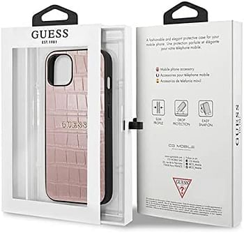 GUESS GUHCP13SPCRBPI Case for iPhone13 Mini 5.4 Inches Pink Croco Strap Collection Pink  One Size