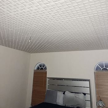 A La Maison Ceilings R25 Basket Weave Foam Glue-up Ceiling Tile (21.6 sq. ft./Case), Pack of 8, Plain White, 21