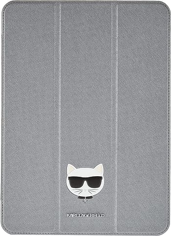 Karl Lagerfeld Pu Saffiano Choupette Head Folio Case For Ipad 11" - Silver
