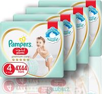 Pampers Premium Care Pants Diapers, Size 4, 9-14kg, The Softest Diaper with Stretchy Sides for Better Fit, 176 Baby Diapers