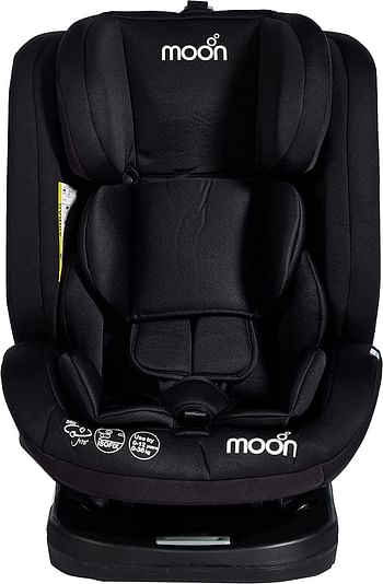 MOON Rover Baby/Infant Travel Car Seat |Group 0-1-2-3|(0-12 Years) 360° Rotating Car Seat, Multi-Stage, Reclining, Isofix |Rearward Facing(0M - 12M)|Forward Facing (9M-12 Yrs)- Black