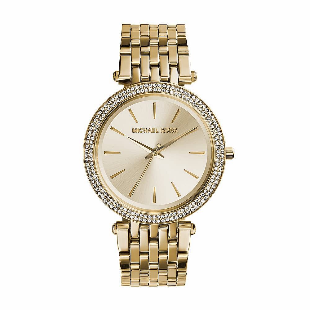 Michael Kors Darci 3 Hand Watch with Glitz Accents, 39MM,MK3191/Analog/Gold