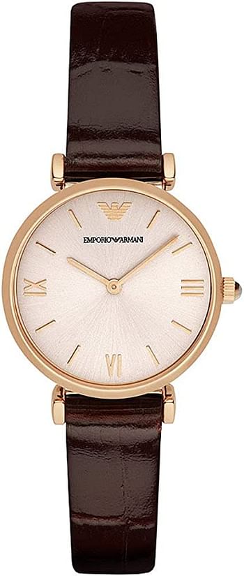 Emporio Armani Women's Stainless Steel Two-Hand Dress Watch, Rose & Brown Square, Quartz Watch AR11407