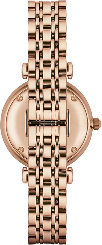 Emporio Armani Womens Quartz Watch, 32mm, Analog Display and Stainless Steel Strap AR1909, Mother of Pearl/Rose Gold