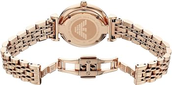 Emporio Armani Womens Quartz Watch, 32mm, Analog Display and Stainless Steel Strap AR1909, Mother of Pearl/Rose Gold