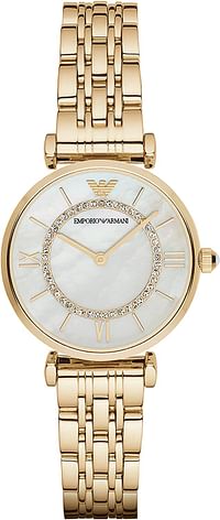 Emporio Armani AR1907 Womens Quartz Watch, Analog Display and Stainless Steel Strap - Gold