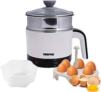 Geepas Gk38026 1000W Multifunctional 1.7 L Double Layer Kettle - 3-In-1 Cordless Kettle, Steamer And Egg Boiler - Boil Dry Protection, 2 Speed Heating - Ideal For Steaming Vegetables Boiling Eggs
