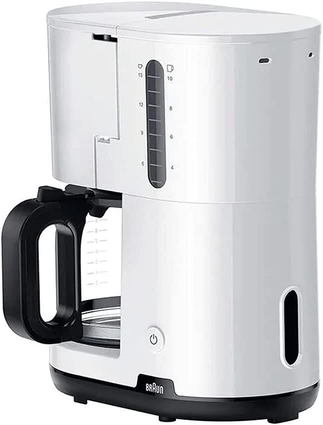 Braun Breakfast1 Filter Coffee Maker AromaCafe OptiBrew System Automatic Shut Off Coffee Maker for up to 10 Cups Dishwasher Safe White, KF1100WH