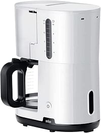 Braun Breakfast1 Filter Coffee Maker AromaCafe OptiBrew System Automatic Shut Off Coffee Maker for up to 10 Cups Dishwasher Safe White, KF1100WH