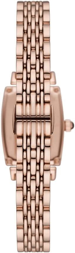 Emporio Armani Women's Stainless Steel Two-Hand Dress Watch, Rose & Brown Square, Quartz Watch AR11407