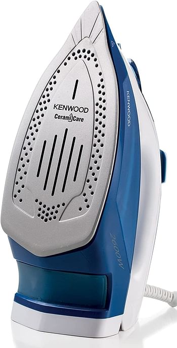 Kenwood Steam Iron 2600W with Ceramic Soleplate, Auto Shut-Off, Anti-Drip, Anti-Calc, Self Clean, Continuous Steam, Steam Burst, Spray Function STP75.000WB White/Blue White Blue/2600W