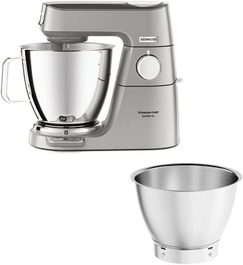 Kenwood Titanium Chef Baker XL, Kitchen Machine with K-Whisk, Stand Mixer with Kneading Hook, Whisk and 6,7L Bowl, KVL85.004SI Power 1400W, Silver