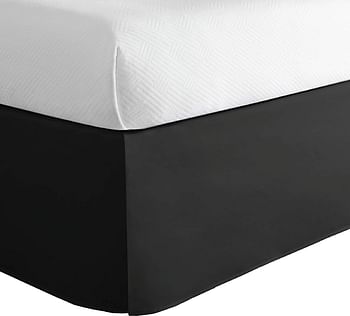 Lux Hotel Microfiber Tailored Bed Skirt with Classic 14 Inch Drop Length Pleated Styling, King, Black