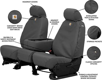 Covercraft Carhartt Seatsaver Custom Seat Covers | Ssc2509Cagy | 1St Row Bucket Seats | Compatible With Select Toyota Tacoma Models, Gravel