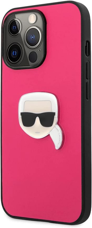 Karl Lagerfeld PU Leather Case Karl Head Metal Logo For iPhone 13 Pro (6.1") - Pink