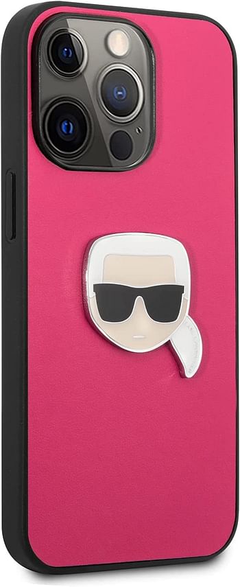 Karl Lagerfeld PU Leather Case Karl Head Metal Logo For iPhone 13 Pro (6.1") - Pink