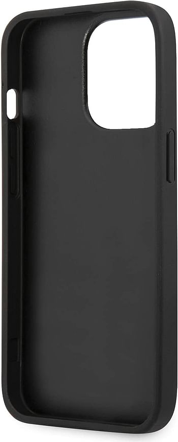 كارل لاغرفيلد حافظة جلد PU شعار كارل هيد ميتال لاجهزة ايفون 13 برو (6.2 بوصة) - وردي