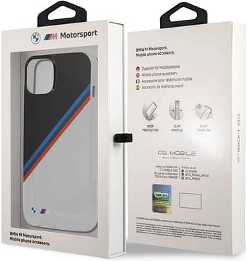 BMW Motorsport Collection PC/TPU Hard Case Diagonal Tricolor Black Corner For iPhone 13 (6.1") - Transprent