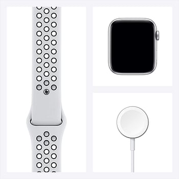 Apple Watch Series 6 + Nike  (44mm, GPS + Cellular) Silver Aluminium Case with Nike Sport Band Pure Platinum/Black