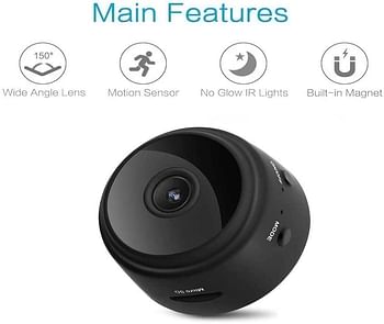 EliteTech. Mini Wi-Fi Camera, Security Camera HD 1080P Wireless Portable Small Camera with Motion Detection and Night Home Video Recorder for Indoor Outdoor Use