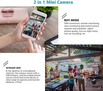 EliteTech. Mini Wi-Fi Camera, Security Camera HD 1080P Wireless Portable Small Camera with Motion Detection and Night Home Video Recorder for Indoor Outdoor Use