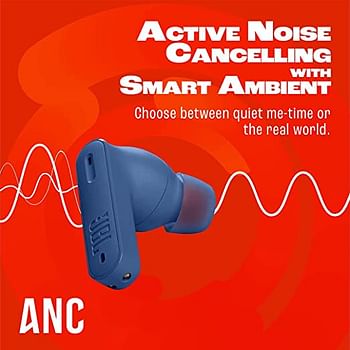 JBL Tune 230NCTWS True Wireless Noise Cancelling Earbuds, Pure Bass Sound, ANC + Smart Ambient, 4 Microphones, 40H of Battery, Water Resistant, Sweatproof, Comfortable Fit - Blue, JBLT230NCTWSBLU