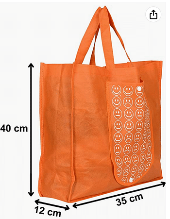 Fun Homes Shopping Grocery Bags Foldable, Washable Grocery Tote Bag With One Small Pocket, Eco-Friendly Purse Bag Fits In Pocket Waterproof & Lightweight (Set Of 4,Orange & Green & Pink & Yellow)