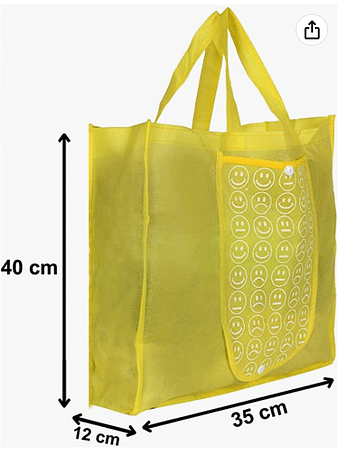 Fun Homes Shopping Grocery Bags Foldable, Washable Grocery Tote Bag With One Small Pocket, Eco-Friendly Purse Bag Fits In Pocket Waterproof & Lightweight (Set Of 3,Yellow)