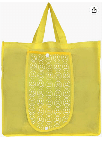Fun Homes Shopping Grocery Bags Foldable, Washable Grocery Tote Bag With One Small Pocket, Eco-Friendly Purse Bag Fits In Pocket Waterproof & Lightweight (Set Of 3,Yellow)