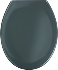 Wenko Premium Toilet Seat Ottana Dark Grey Easy-Close - Antibacterial Toilet Lid, Soft Closing Mechanism, RUStproof Fix-Clip Hygienic Stainless Steel Mounting, Duroplast, 37.5 X 44.5 Cm, Dark Grey