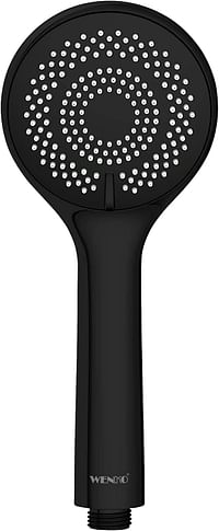WENKO, Water Saving Hand-Held Shower Head, ABS, Multiple Jet Options, Universal Connection and Fit, Eco-Friendly & Relaxing Spray, 9.5x9.5cm, Black