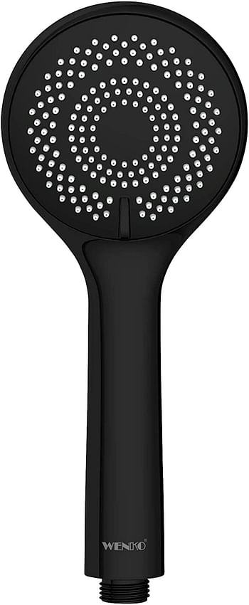 WENKO, Water Saving Hand-Held Shower Head, ABS, Multiple Jet Options, Universal Connection and Fit, Eco-Friendly & Relaxing Spray, 9.5x9.5cm, Black