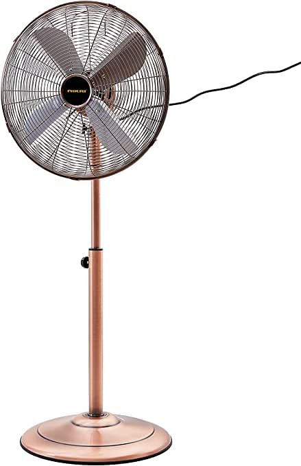 Nikai Stand Fan With Full Metal Body For Home Cooling,16-Inch, 60W, 4 Metal Blades Pedestal Fan, Npf168Cox - Copper
