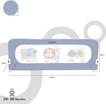 موون حاجز سرير امان طويل للغاية للاطفال / الاطفال الصغار من سيكر | يناسب الاسرة مقاس مفرد / كينج / كوين | يستوعب مرتبة سميكة | 150 × 57 سم - رمادي