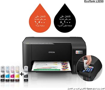 Epson EcoTank L3250 Home ink tank printer A4 colour 3-in-1 printer with WiFi and SmartPanel App connectivity Compact - Black