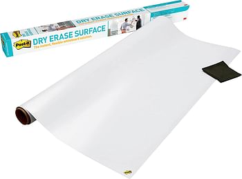 Post-It Super Sticky Dry Erase Surface Def4X3, 3 Ft X 4 Ft (91.4 Cm X 1.21 M), Whiteboard Film, White, 4 X 3 Feet