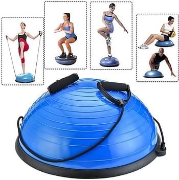 SKY-TOUCH Balance Ball Exercise Ball, Yoga Balance Trainer Thickened Stability, Half Ball with Resistant Band, Strength Exercise Fitness Blue