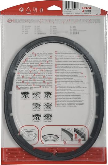 TEFAL Silicone Gasket 8-10 L for Pressure Cooker, 253 mm, Accessory X1010003 - Black