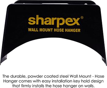 Sharpex Garden Steel Material Hose Hanger -Wall Mounted Watering Hose Holders - Heavy Duty Portable Irrigation Hose Hanger Only (Black)