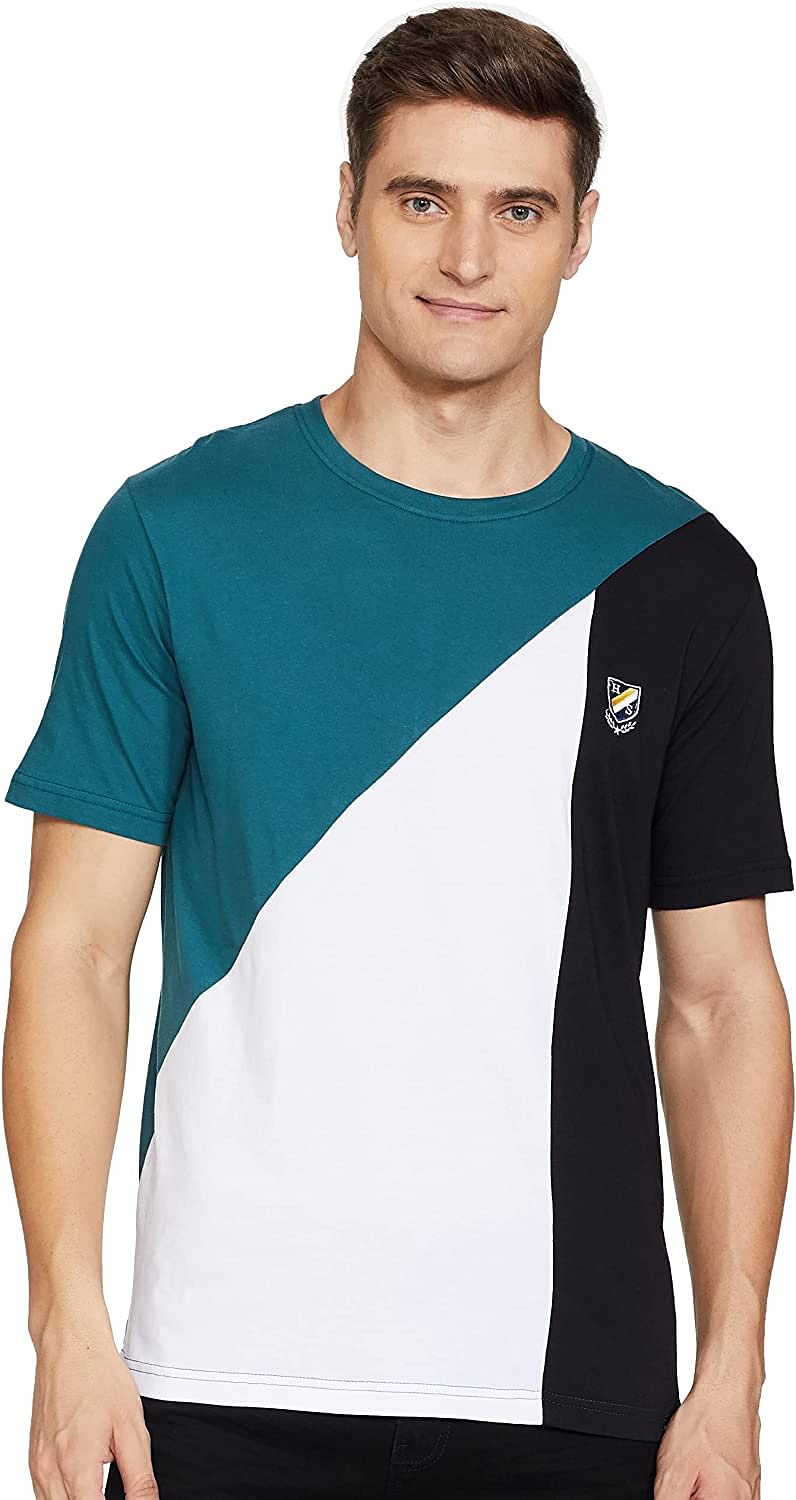 Amazn Brand - House & Shields Men's Regular T-Shirt XL/DEEP TEAL&BRIGHT WHITE2