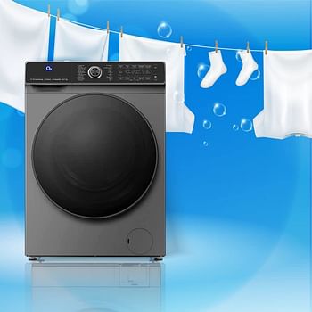 O2 Front Opening Inverter 100% Steam Drying Washing Machine, 12 kg Capacity, Silver, OFL12-07CB