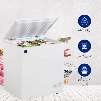 O2 Chest Freezer, 6.9 Cu. Feet (198 Liter) Capacity, White, OCF-199 White