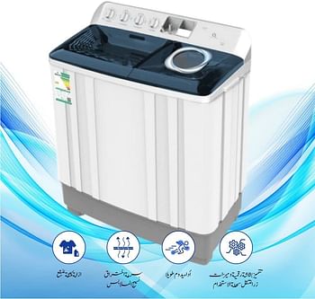 O2 Twin Tub Washing Machine with Vertical Axis, 12 kg Capacity, OT120WM1,