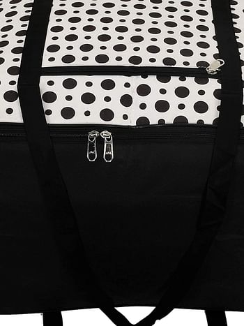 Fun Homes Polka Dots Design Canvas 2 Piece Jumbo Underbed Moisture Proof Storage Bag with Zipper Closure and Handle (Black & White)