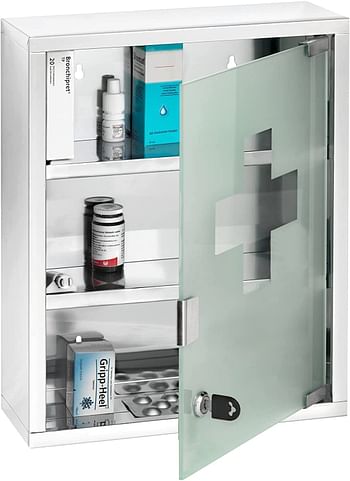 Wenko Medicine Cupboard, Medium, Silver Shiny