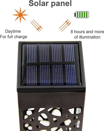 أضواء ممر الشمس في الهواء الطلق، أضواء الحديقة الشمسية المطورة مع لوحة شمسية أكبر ووقت عمل أطول، IP65 مقاومة للماء تشغيل / إيقاف تشغيل تلقائي بالطاقة الشمسية لإضاءة فناء، 8 قطع